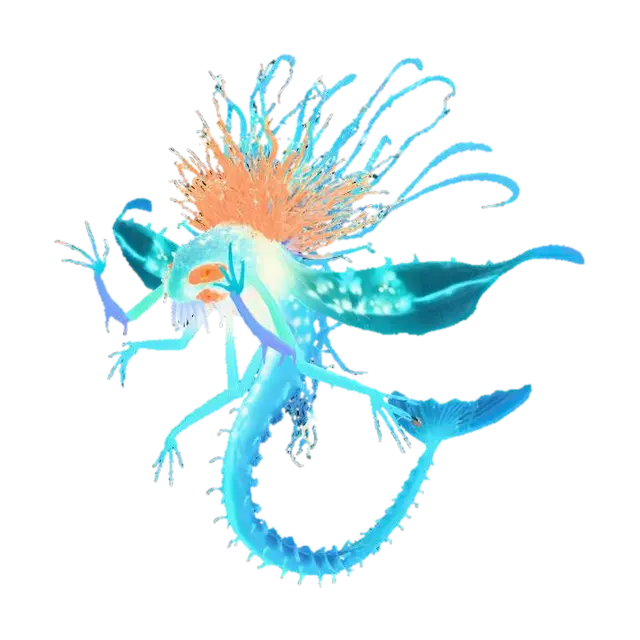 A surreal deep-sea Halloween creature designed for a transparent background.… - Lanternfish 3D model, vytvořený pomocí AI