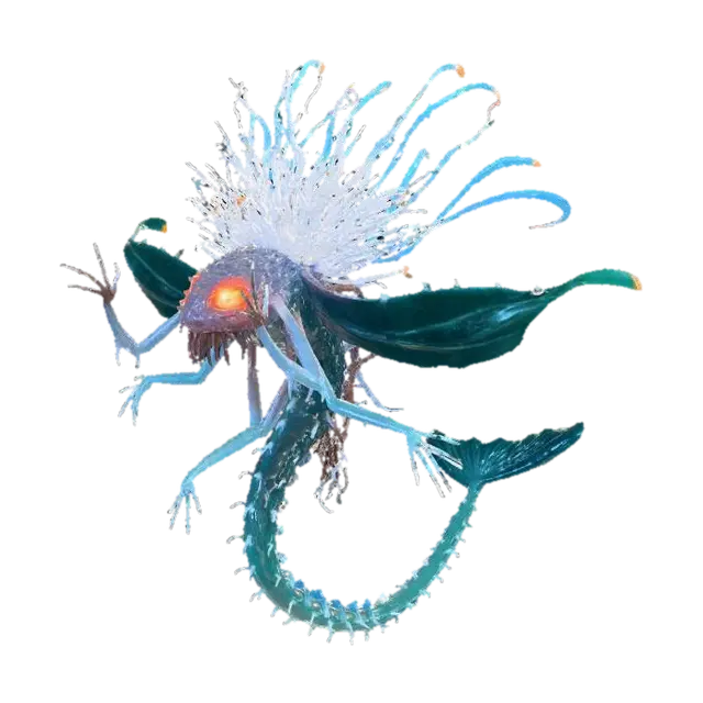 A surreal deep-sea Halloween creature designed for a transparent background.… - Lanternfish 3D model, vytvořený pomocí AI