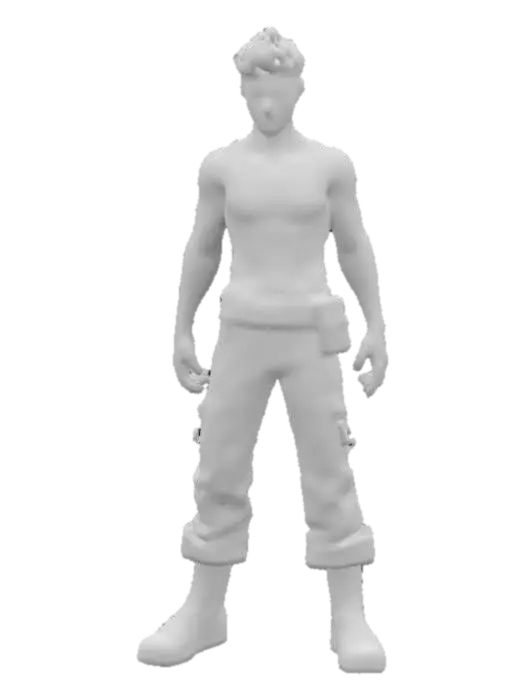 3D model for strong, powerful, beautiful, young, male adventurer,  arms outstretched standing in a game ready A-Pose. a Pixar inspired digitally painted figure featuring a man with a smooth texture, soft lighting, and stylized, flowing brushstrokes. creating a serene and elegant appearance. short spiky hair, sleeveless sheer shirt unbuttoned,  symmetrical with perfectly formed facial features optimised for animation and rigging. 