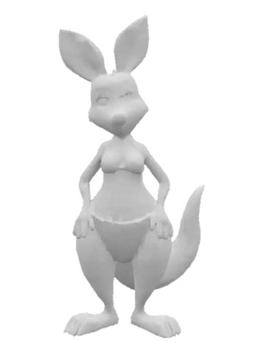 3D model for [Australia]. A realistic anthropomorphic female Kangaroo at the beach.  standing in a game ready A-Pose with arms by her side. bikini. Colourful Pixar inspired style, #AroundTheWorld#