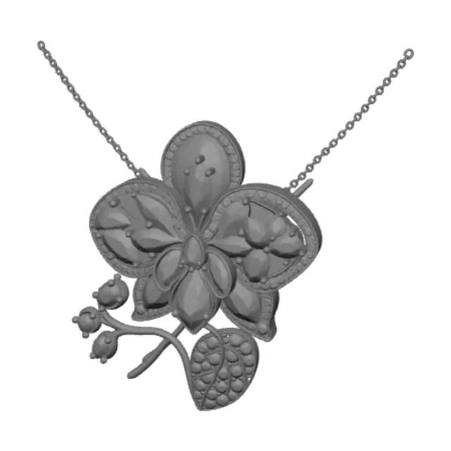 3D model for necklace with all kinds of jews in an orchid shape