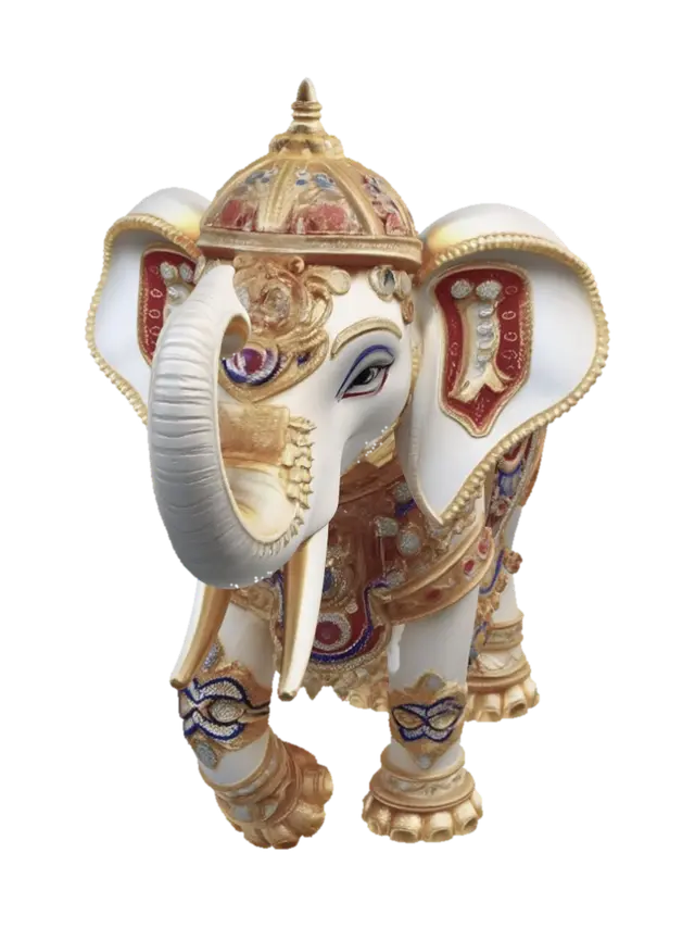 Ornate Golden Elephant - Jewelled 3D-model, gegenereerd door AI