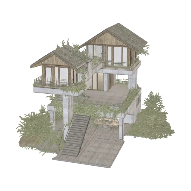 Modello 3D Elevated Green Haven, generato dall’IA