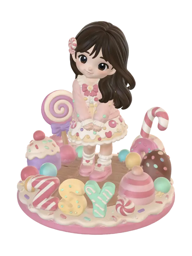 chibi girl 3d model (1) - Toon 3D model, vytvořený pomocí AI