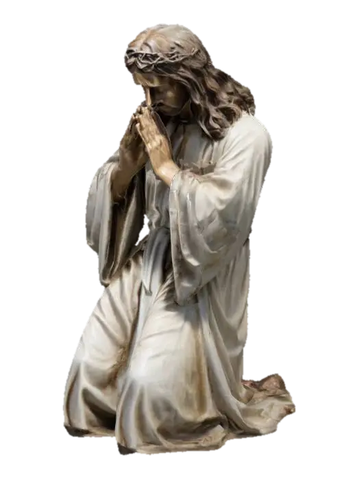 Jesus Kneeling down Praying 3D model, vytvořený pomocí AI