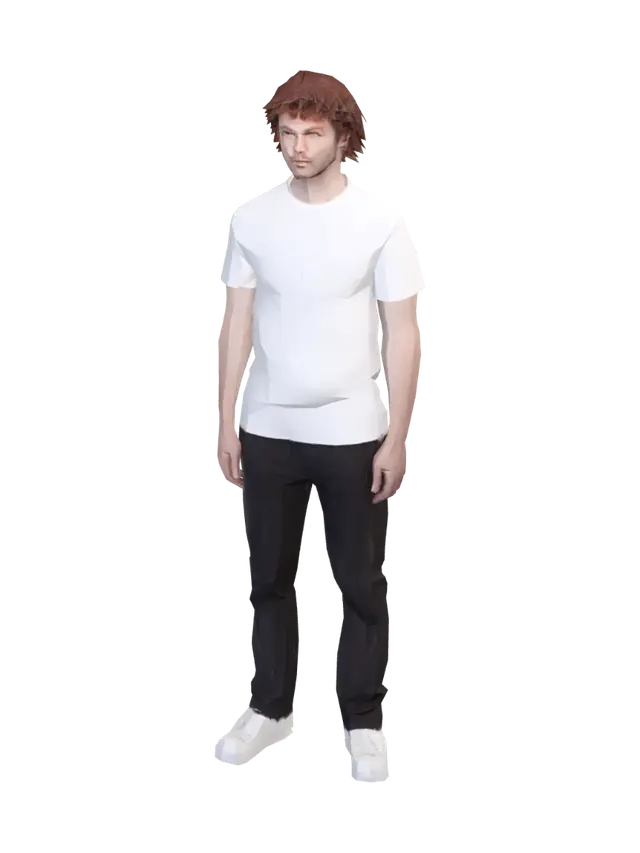 Redheaded Man in a White T-Shirt - Redhead 3D model, vytvořený pomocí AI