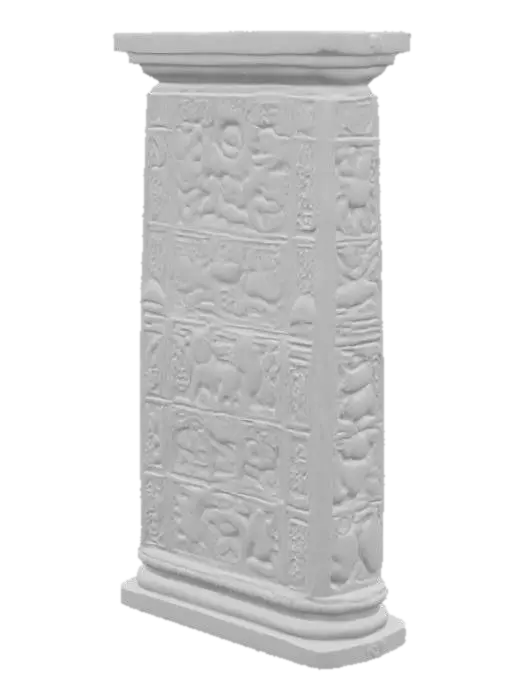 3D model for Pilar de pedra cinza escuro de 3 metros similar a arquitetura asteca com escritas astecas.