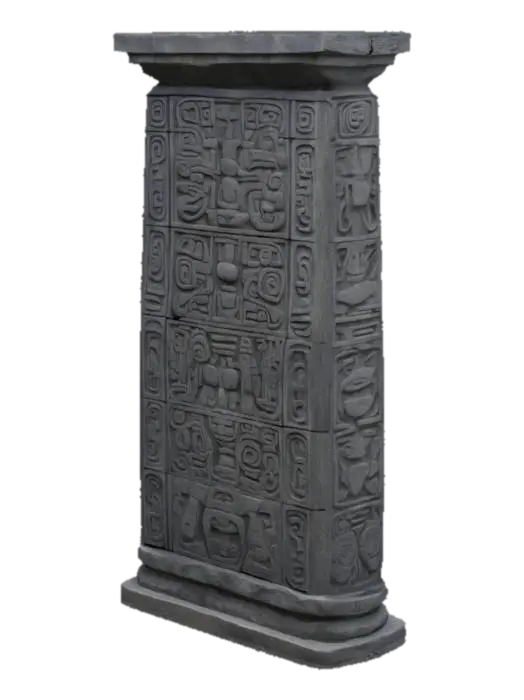 3D model for Pilar de pedra cinza escuro de 3 metros similar a arquitetura asteca com escritas astecas.