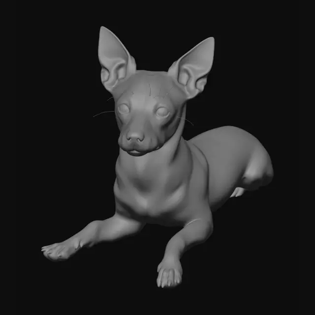3D model for Curious Puppy on a Blue Bed