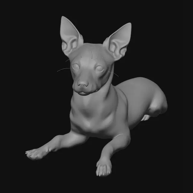 3D model for Curious Puppy on a Blue Bed