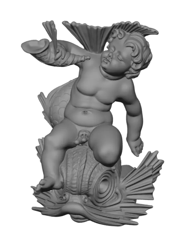 3D model for Putto Blowing a Conch