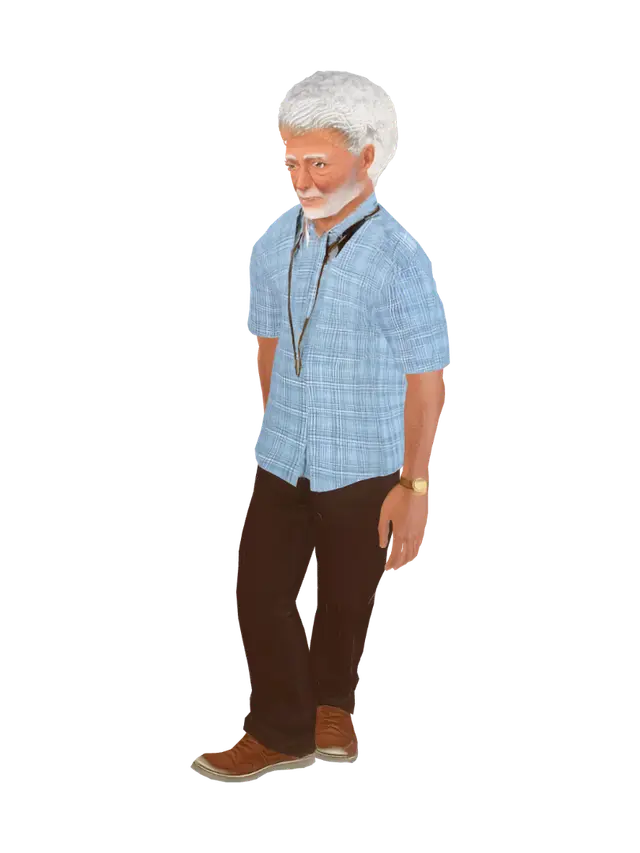 3D model for Elderly man with a key necklace