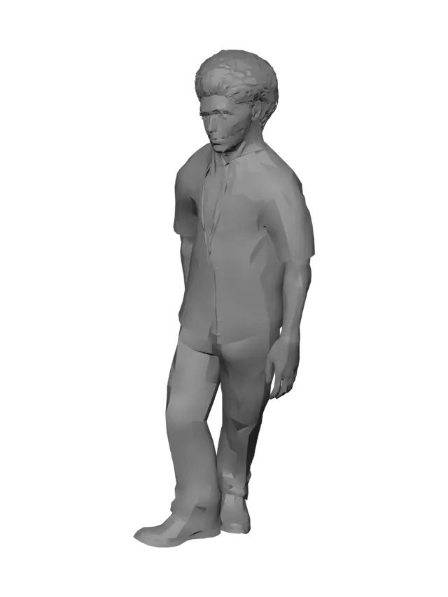 3D model for Elderly man with a key necklace