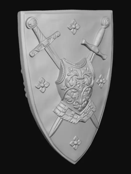 3D model for Crossed Swords on a Wooden Shield