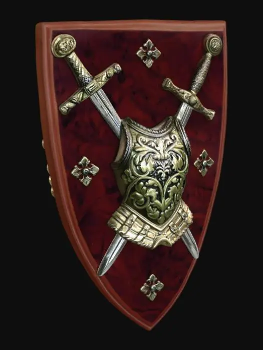 3D model for Crossed Swords on a Wooden Shield