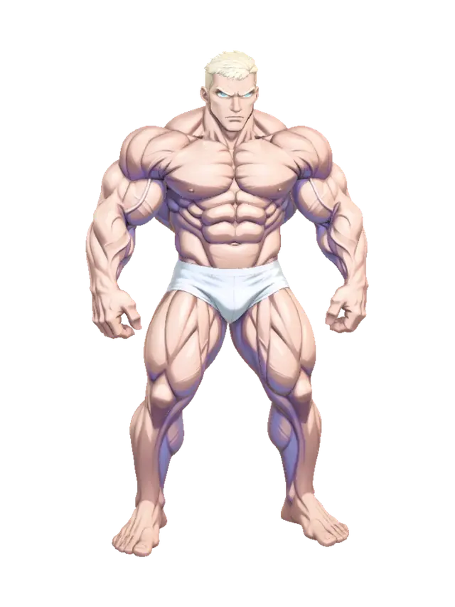 Anime Stylized bodybuilder - Masculine 3D model, vytvořený pomocí AI