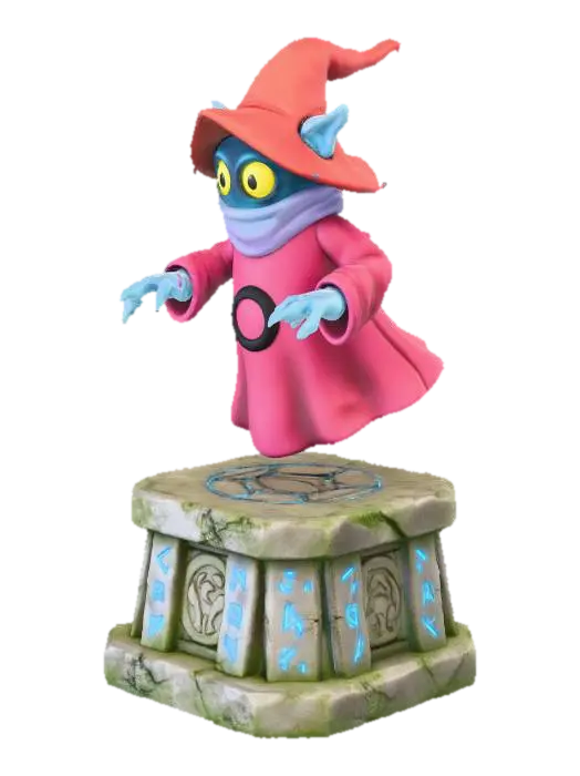 masters of the universe orko on pedestal 3D model, vytvořený pomocí AI