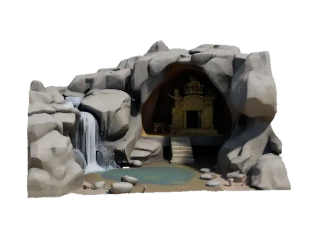 A Trickling Stream Falling over the edge of a cliff, cascading off of the clifside… - Pool 3D model, vytvořený pomocí AI
