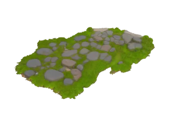 A Large Cobblestone path, HDR, Mossy 3D model, vytvořený pomocí AI