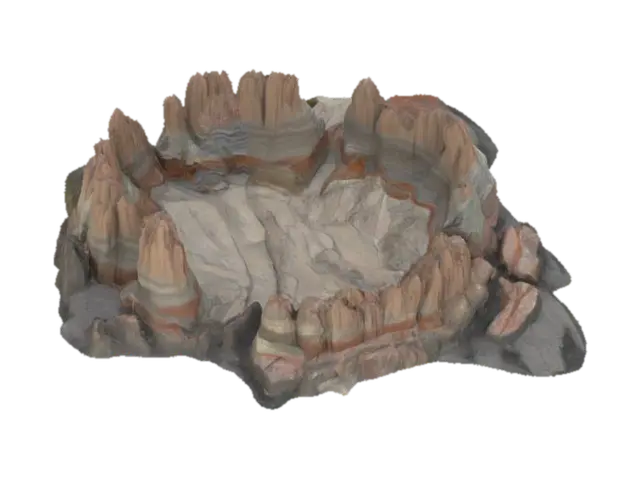 Modèle 3D A Monolithic mountain range, HDR, Layered granite, rhyolite, quartz and andesite loose…, généré par IA