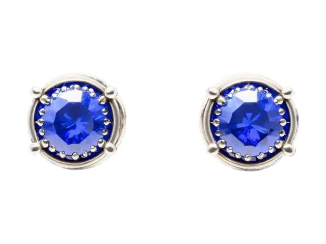 A pair of screw-back blue sapphire and sterling silver stud earrings, HDR, Highly… 3D-model, gegenereerd door AI