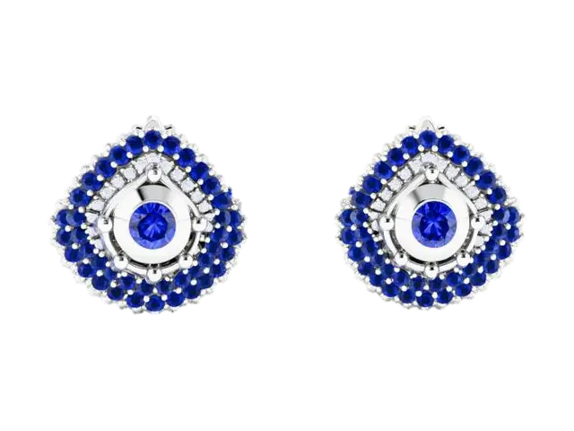 A pair of screw-back blue sapphire and sterling silver stud earrings with moissanite… 3D-model, gegenereerd door AI