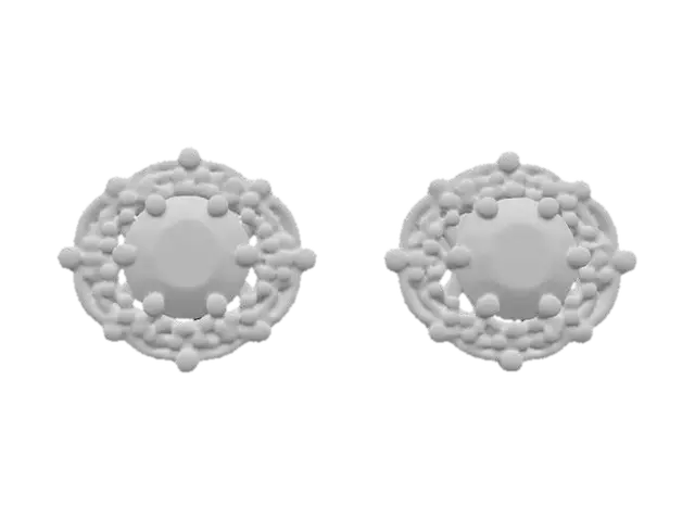 3D model for A pair of screw-back blue sapphire and sterling silver stud earrings, HDR, Highly Detailed, Modern vintage style