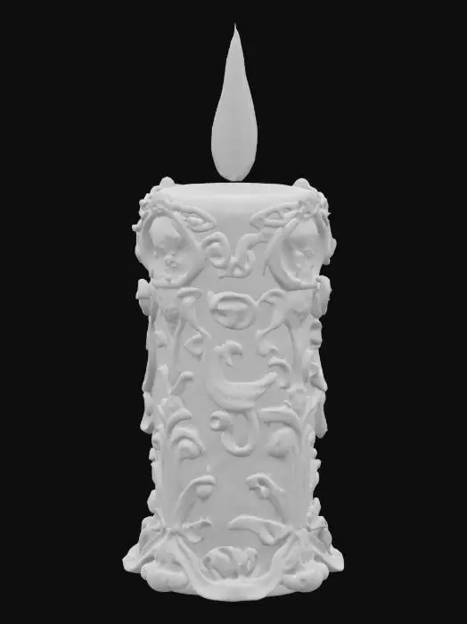 3D model for A large decorative candle, blue flame, mystical colors,