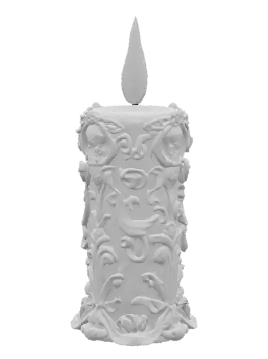 3D model for A large decorative candle, blue flame, mystical colors,