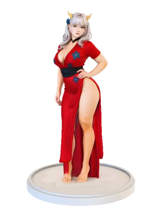 DragonKin Bride 3D model, vytvořený pomocí AI