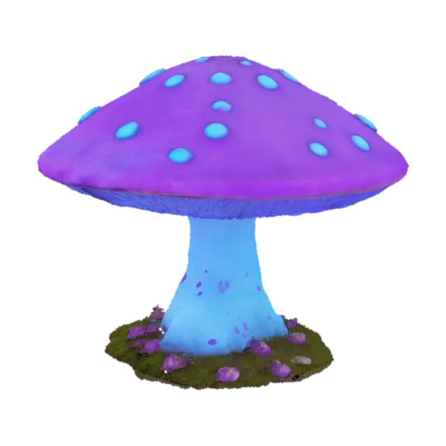3D model for A giant mystical Mushroom with violet flesh and sky blue spots. 