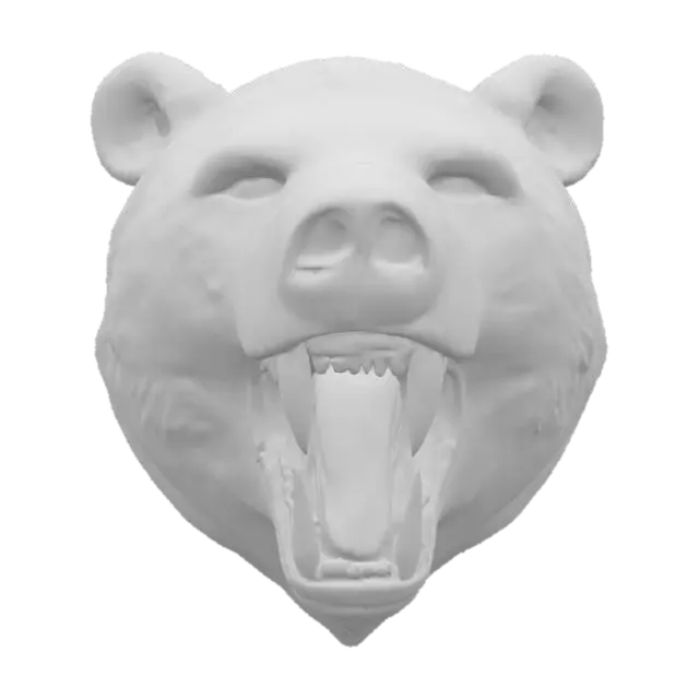 3D model for The Head of a Bear with large exposed teeth, highly detailed Fur, HDR
