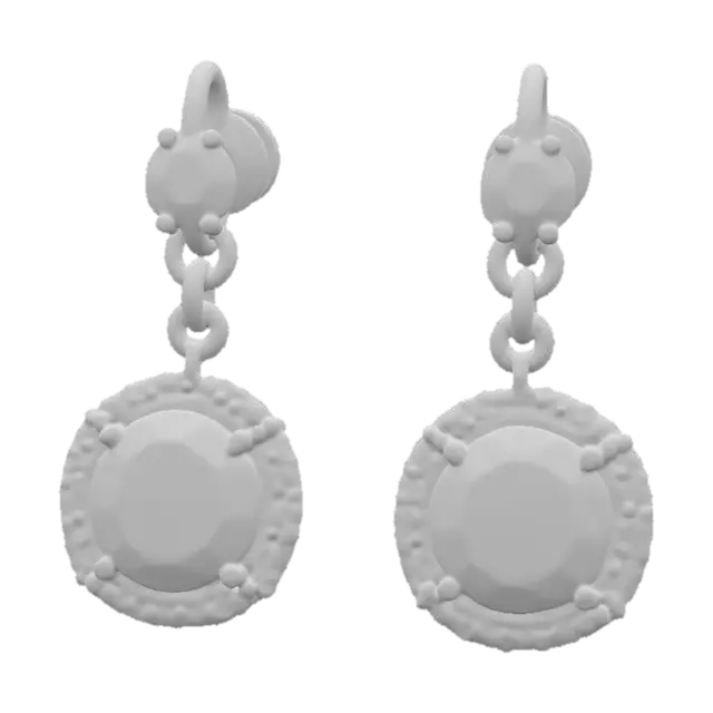 3D model for A pair of screw-back blue sapphire and sterling silver stud earrings with moissanite accent gemstones, HDR, Highly Detailed, Modern style, double halo setting