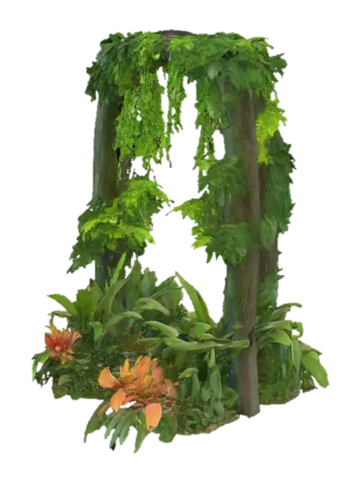 Jungle plants - Leaves 3D model, vytvořený pomocí AI