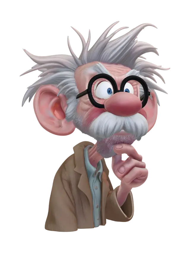 Pondering Professor - Academic 3D model, vytvořený pomocí AI