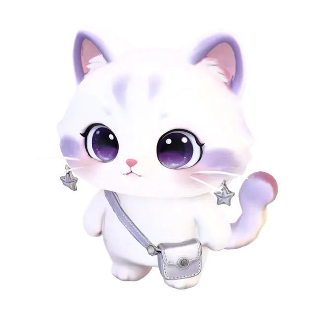 Lilac Moon Kitten - Facialexpression 3D model, vytvořený pomocí AI
