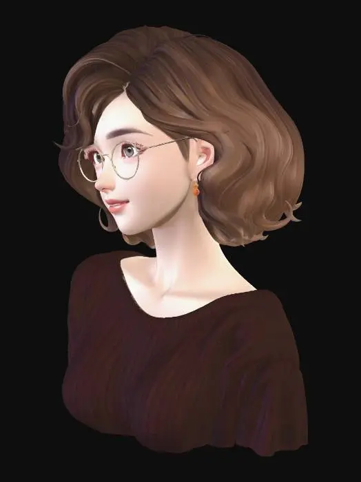 3D model for Autumn Portrait with Round Glasses