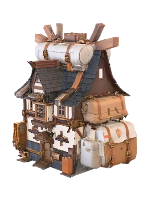Traveler's Haven - Town 3D model, vytvořený pomocí AI