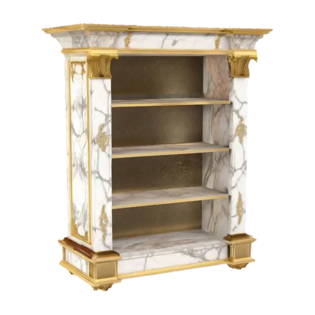Ornate Marble Bookshelf (Empty)-3D-modell, genererad av AI