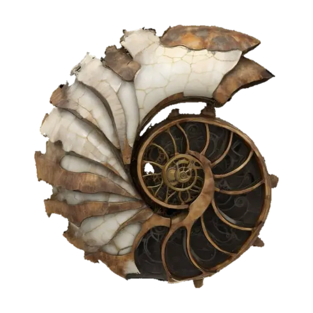 Nautilus, #ocean# - Spiral 3D model, vytvořený pomocí AI