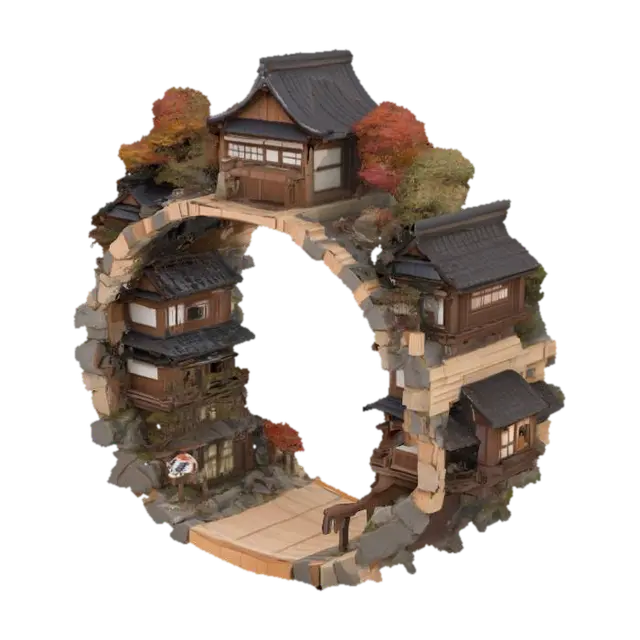 Ring Village Diorama - Scenery-3D-modell, genererad av AI