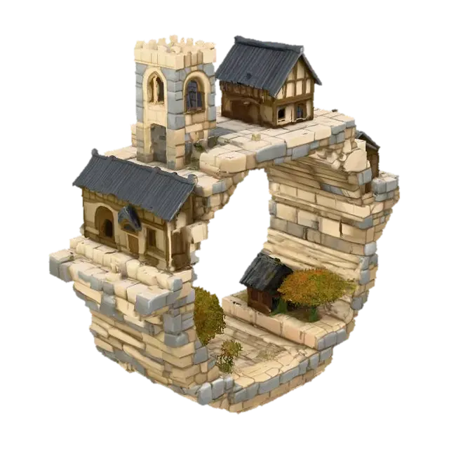 Ringed Bastion - Diorama 3D model, vytvořený pomocí AI