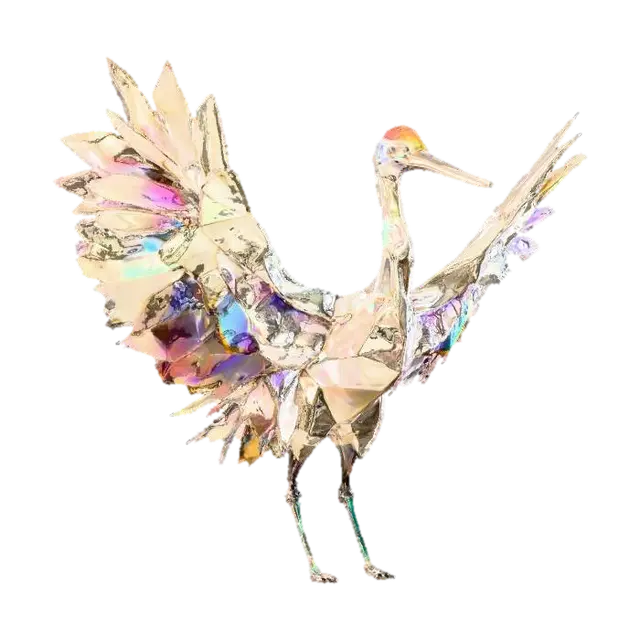 Pearl Crane in Flight, #PBR# 3D model, vytvořený pomocí AI