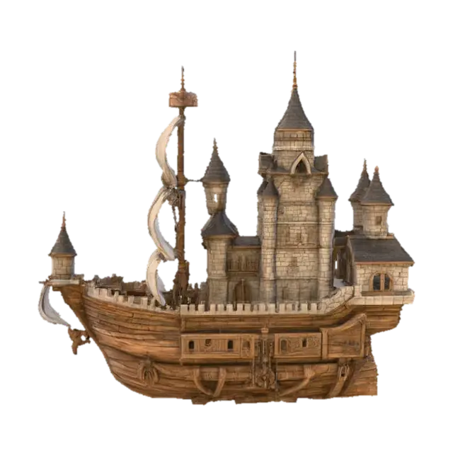 Castle Voyager Diorama 3D model, vytvořený pomocí AI