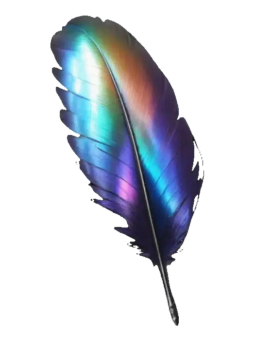 Iridescent Feather - Lush 3D model, vytvořený pomocí AI