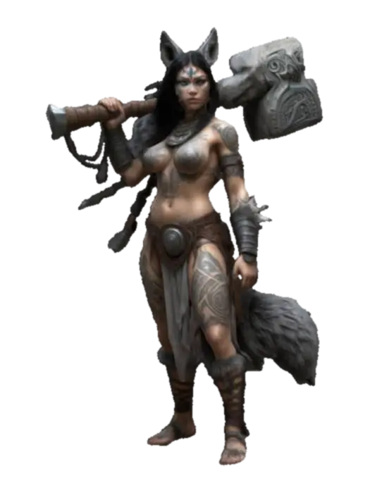 #women#, Warrior of the Wilds - Tattoo 3D model, vytvořený pomocí AI