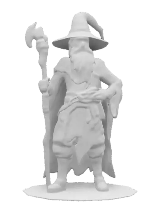 3D model for Hand-painted, inked, stylized mage in Call of Duty’s art style. Rough brush strokes, thick outlines, and bold cel-shading. Skin is healthy, semi smooth gradients. Hatching shadows, painterly blending. Aged, weathered, and gritty--avoid soft lighting or lifelike details. Use high contrast and comic book-style shading. , #game figure#