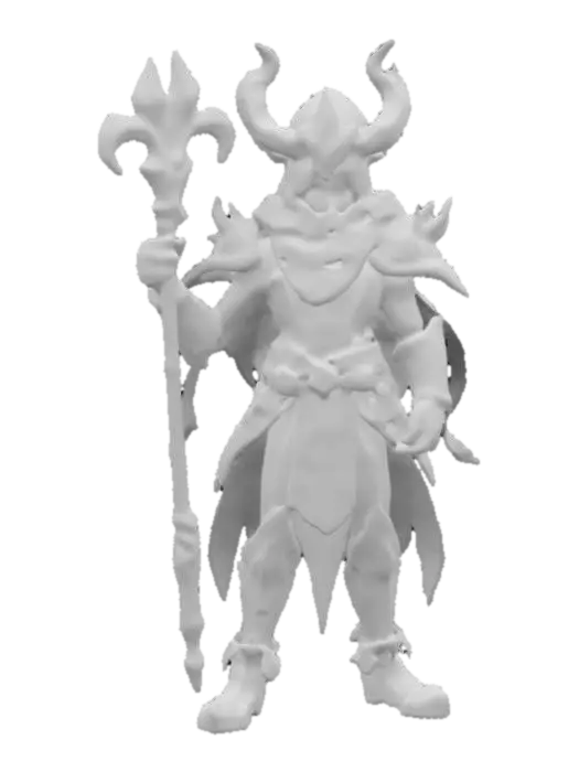 3D model for Hand-painted, inked, stylized, summoner in Final Fantasy art style, vibrant, colorful, clean design #game figure#