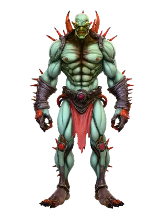 Hand-painted, inked, stylized, Mutated boss villain, bold, clean, game-ready, comical… - Experimental 3D model, AI generated