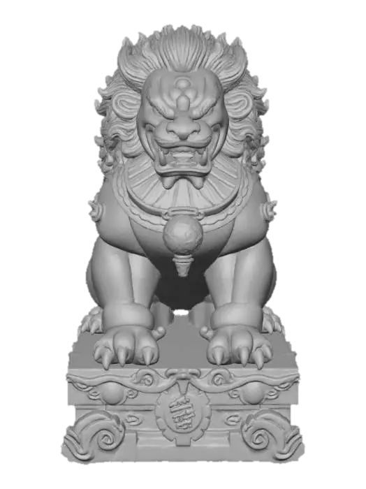 3D model for Shíshī,

Chinese mythology stylized art, hand-painted texture. A colossal guardian lion carved from jade stone, body cracked with glowing veins of light. Mane curls like storm clouds, fangs bared in eternal vigilance. Eyes burn with protective fire, claws gripping temple steps. Aura of strength and sacred guardianship, ceremonial presence infused with dread. Painterly stone texture, dramatic shadows, mythic majesty.